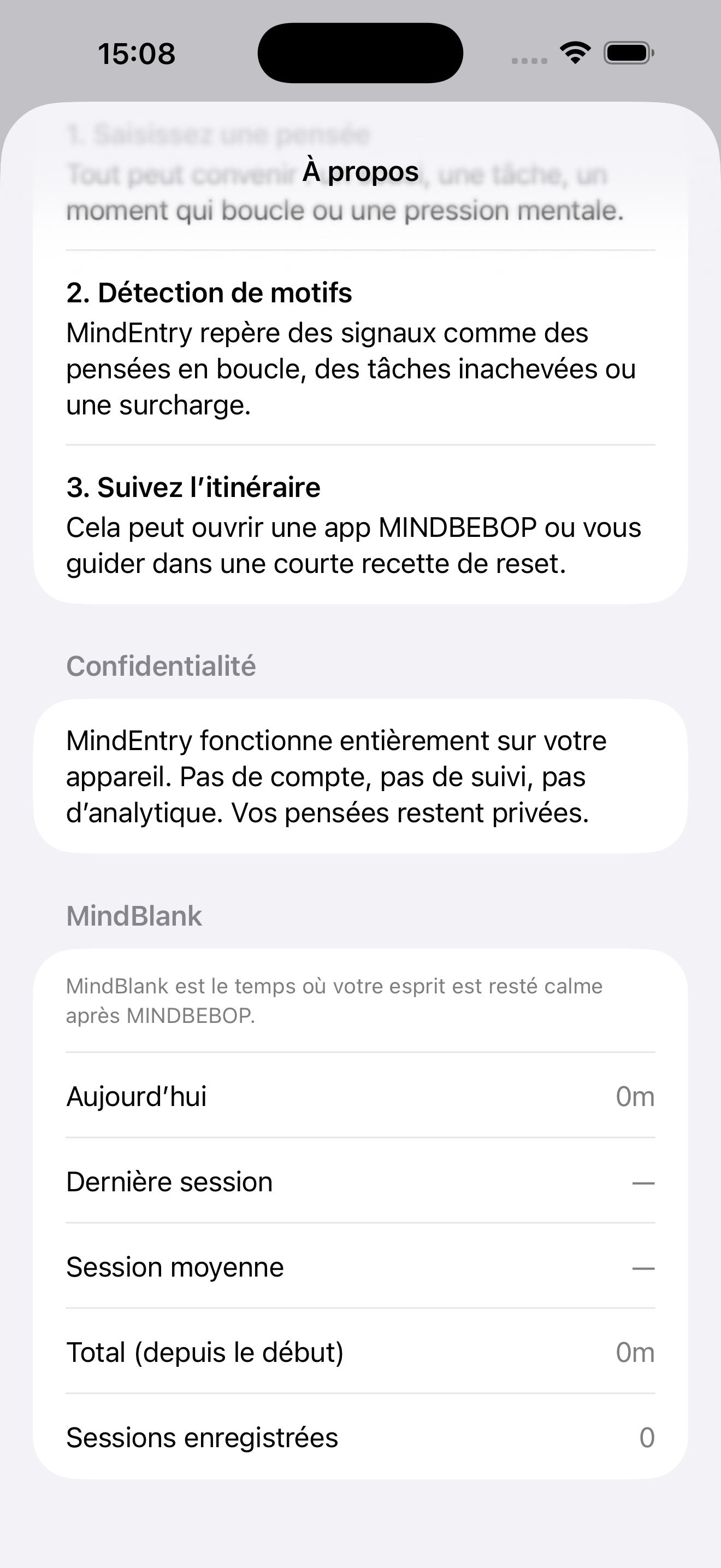 Exemple de MindBlank dans MindEntry