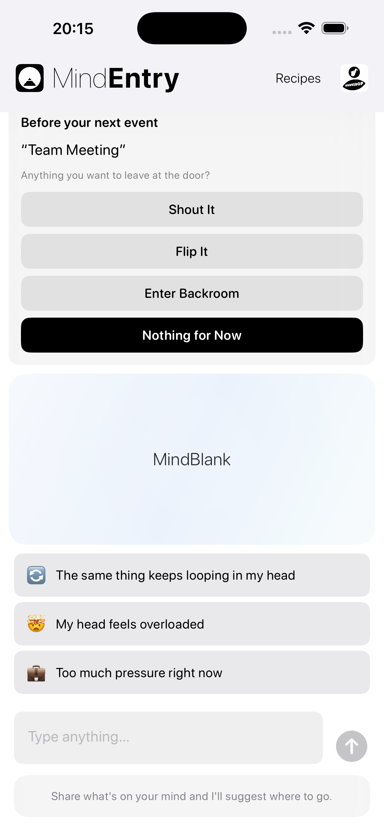 MindPreCog repeated return prompt in MindEntry