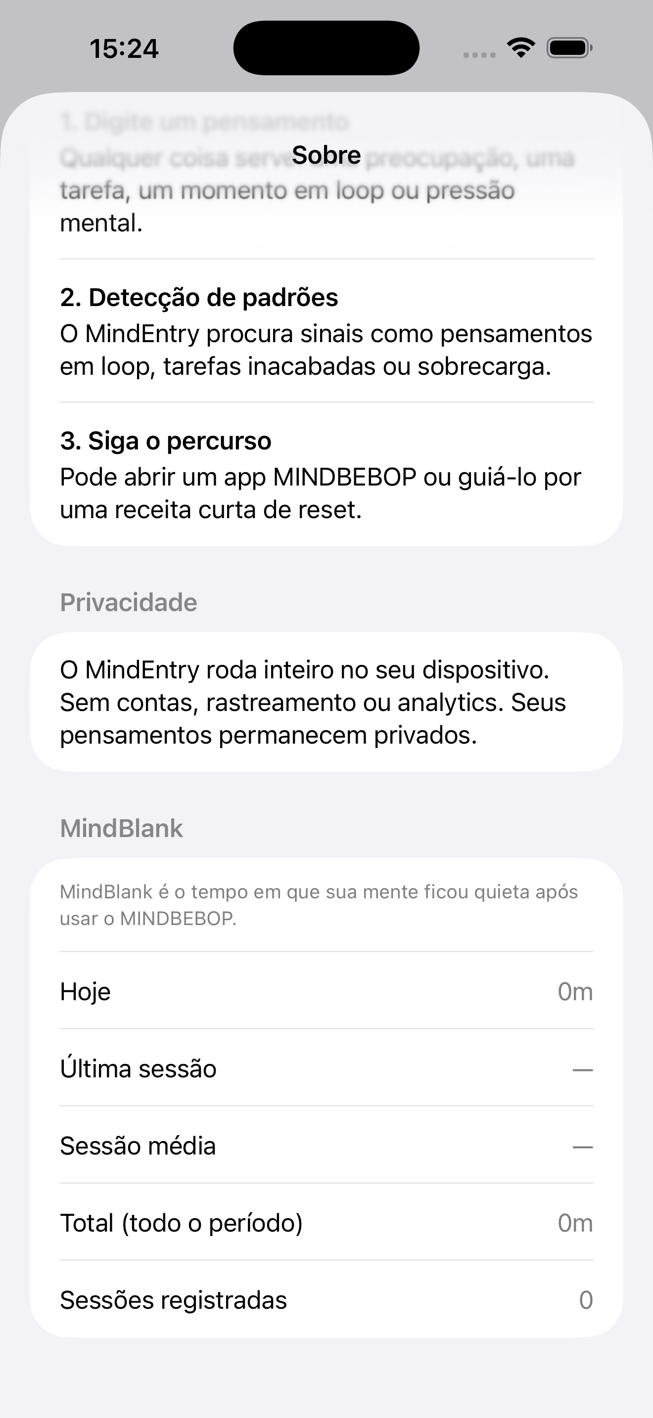Exemplo do MindBlank no MindEntry